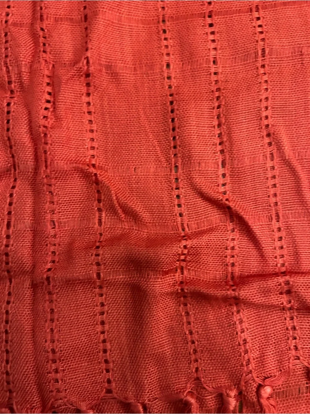 Echo Burnt Orange Fringe Scarf Lightweight Rayon Wrap Boho